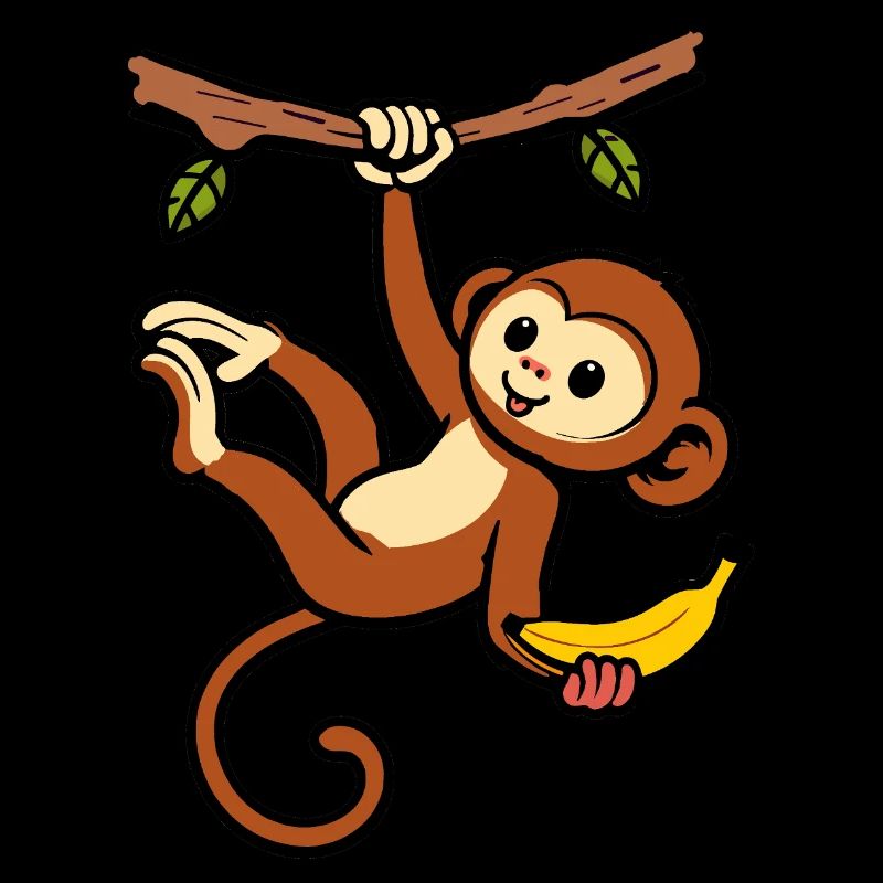 Singe Balançoire Singe Banane Branche Suspendue Jungle
