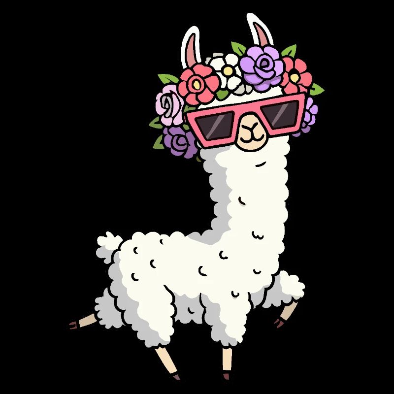 Bande dessinée Lama Alpaga Fleur Lunettes de soleil Hippie Dancer