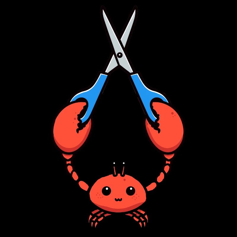 Comic Lobster Crab Lobster Spiny Lobster Blue Scissors
