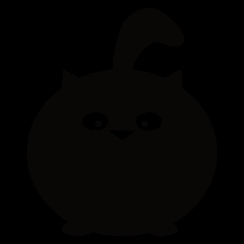 very thick round black cat