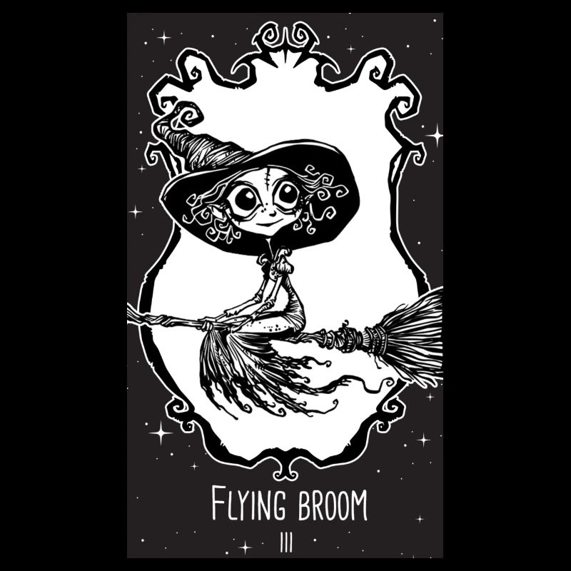 Flying broom oracle card