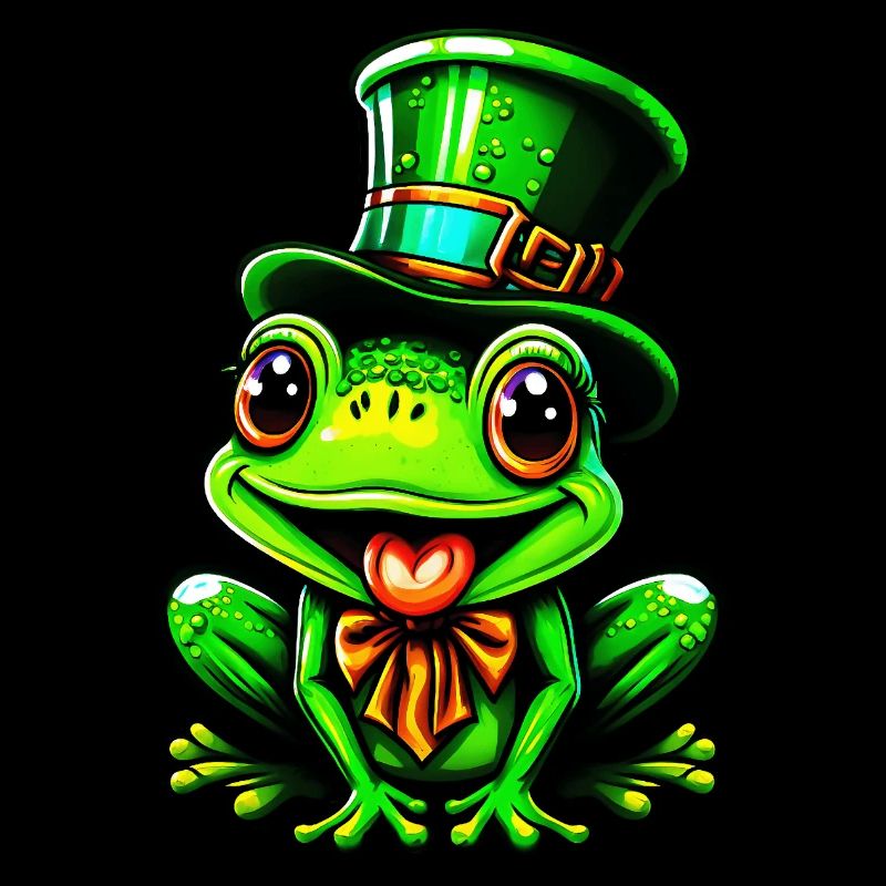 Grenouille câline avec chapeau haut de forme de la Saint-Patrick