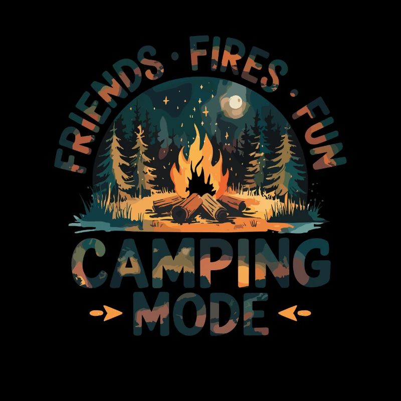 Camping Mode Freunde Feuer Spaß Wald