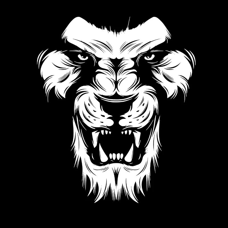 conception de silhouette de lion - tête de lion blanc