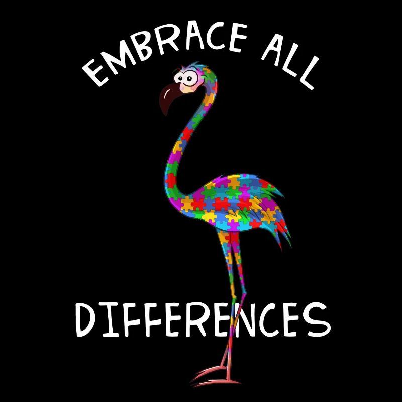 Embrace all Differences Bunter Autismus Flamingo