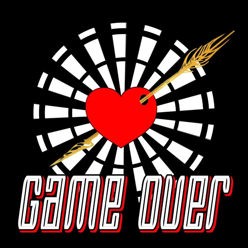 Fléchettes avec flèche dans le cœur Game over