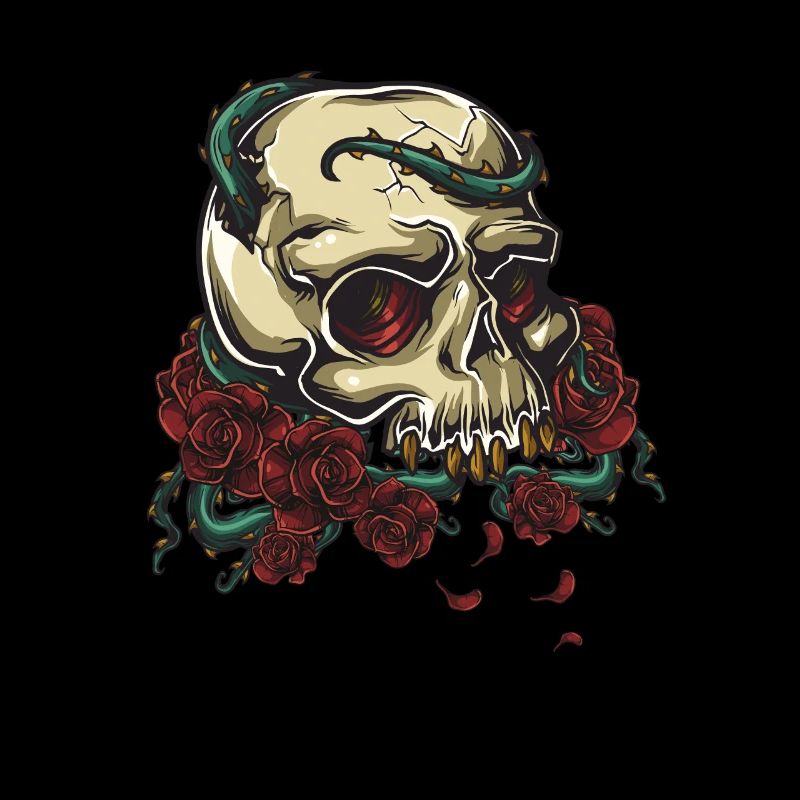 Skull with roses Gothic dark art