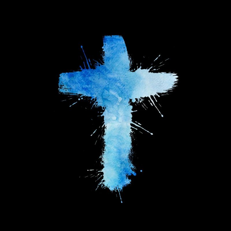 Croix bleue, foncée.