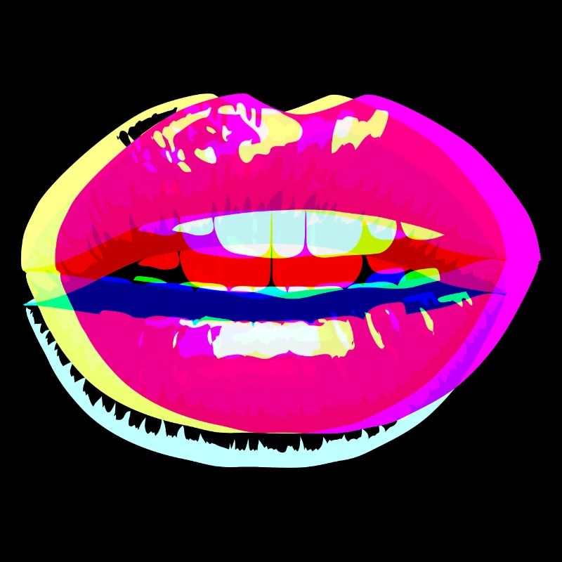 Sexy Lips 2 crossed neon colored