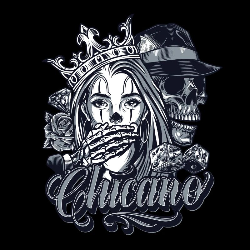 Chicano Player Skull Vintage