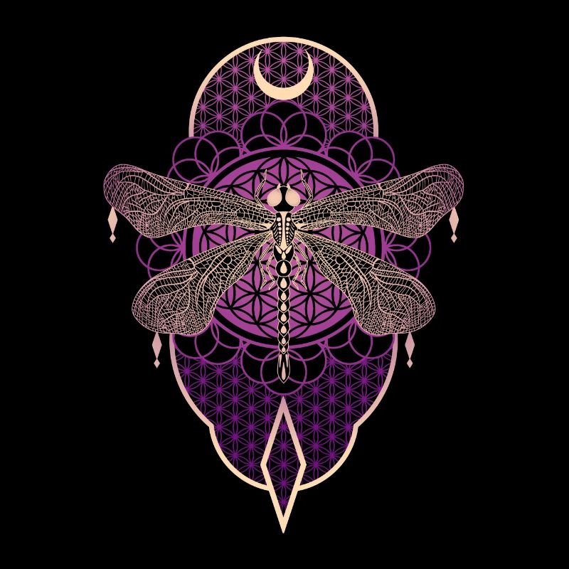 Libellule magique Mandala avec fleur de vie
