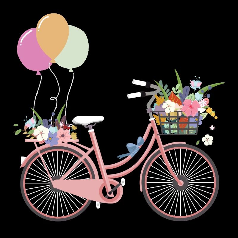 Vélo fleurs ballon rose roue