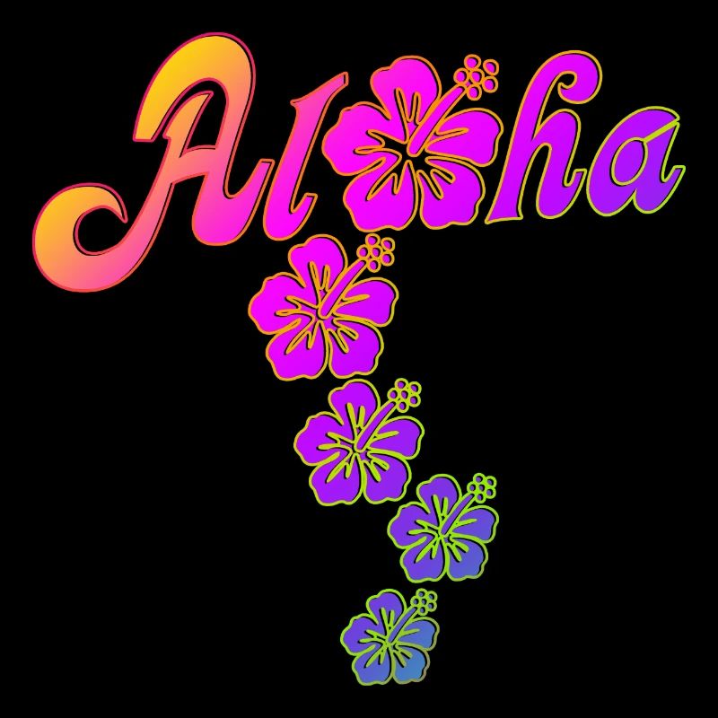 Aloha Hibiscus Blossoms - colored fill