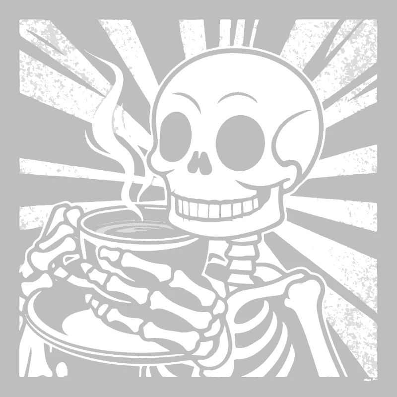 Skeleton drinking coffee