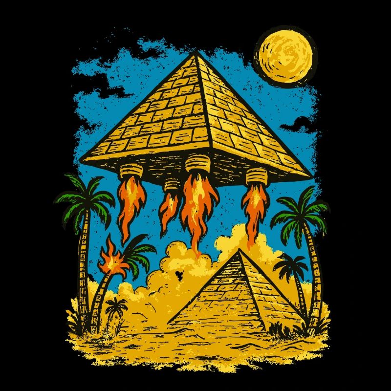 Alien Pyramid Landing Ancient Invasion Sci-Fi tee