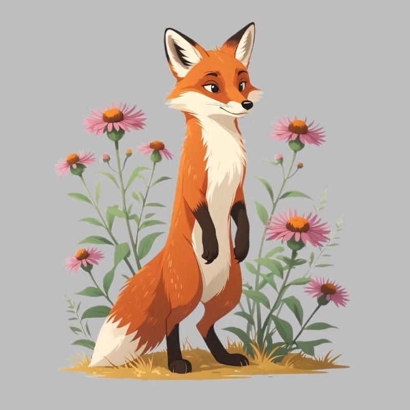 Fox with floral pattern illustration