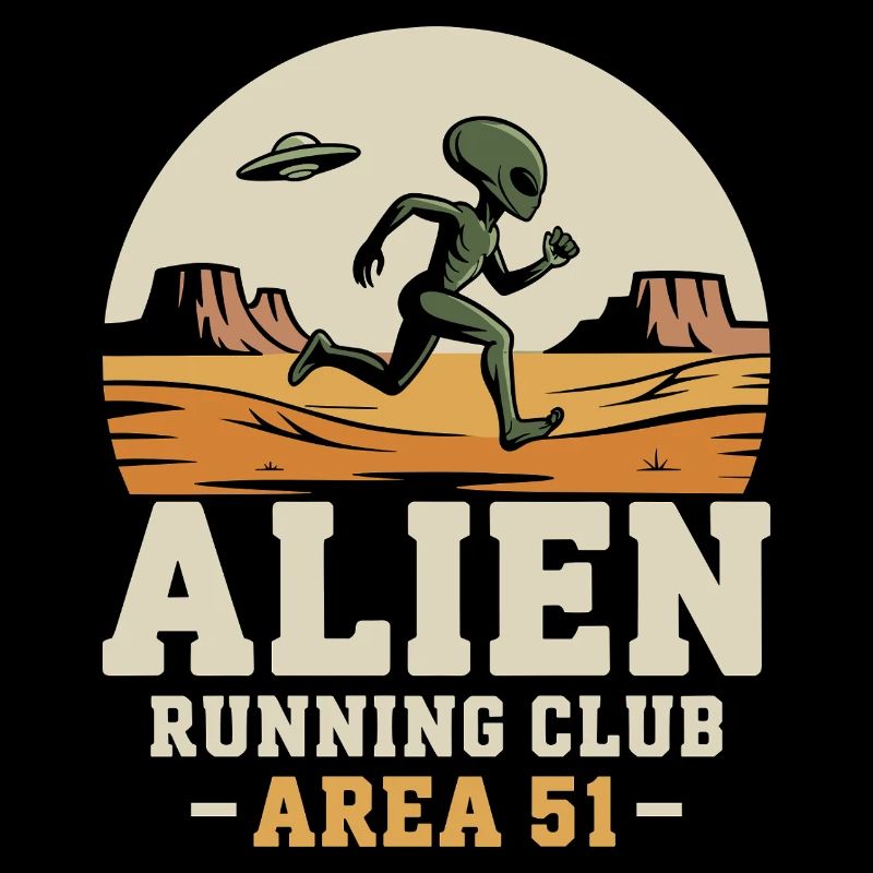 Funny Area 51 Alien UFO Running Runner