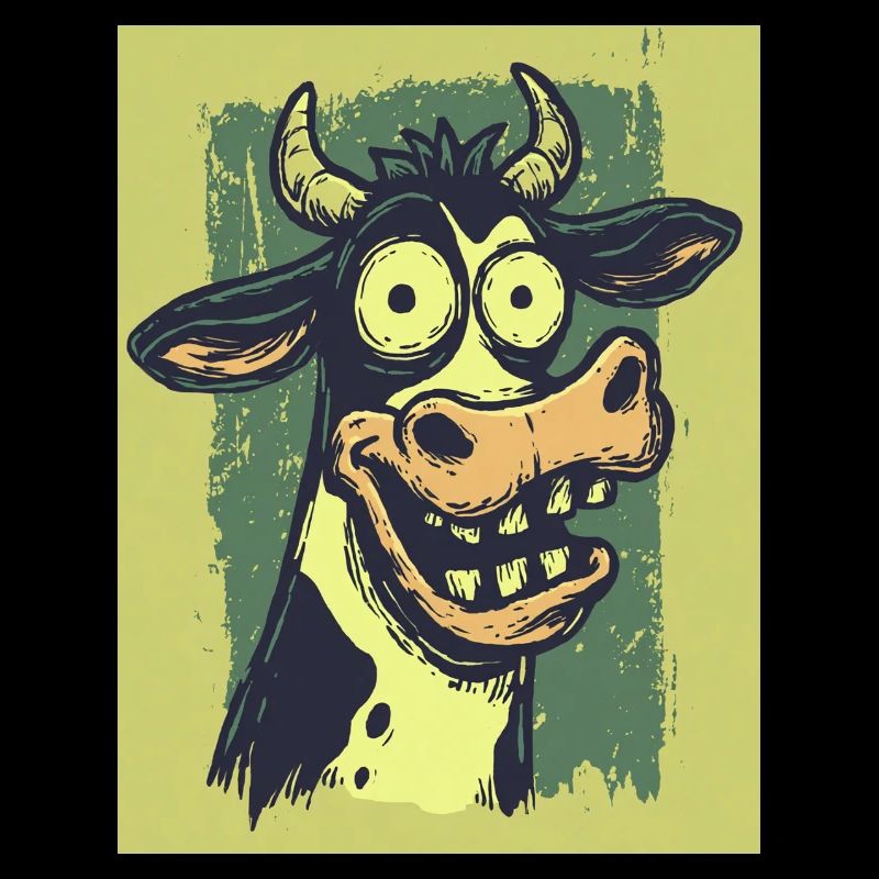 Groteske Kuh-Comic Karikaturen