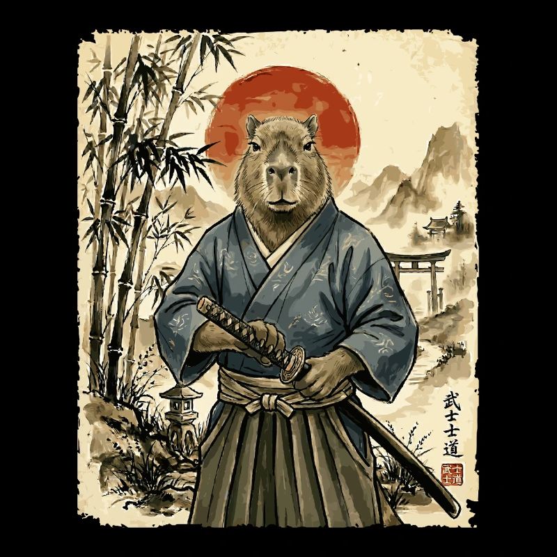 Samurai, Capybara, Japanische Kunst, Anime