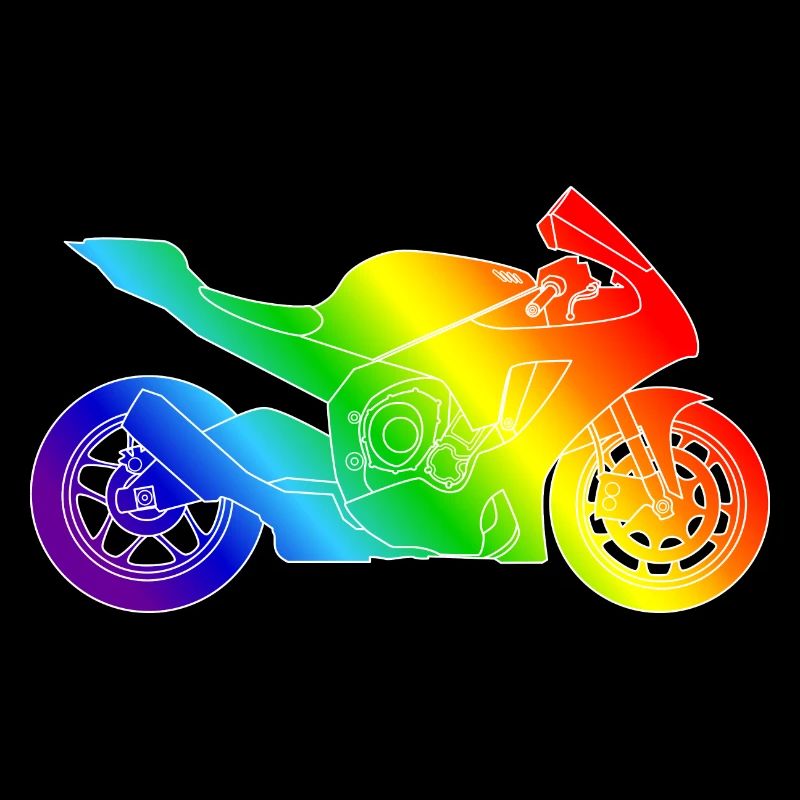 Supersport Motorrad in Regenbogenfarben