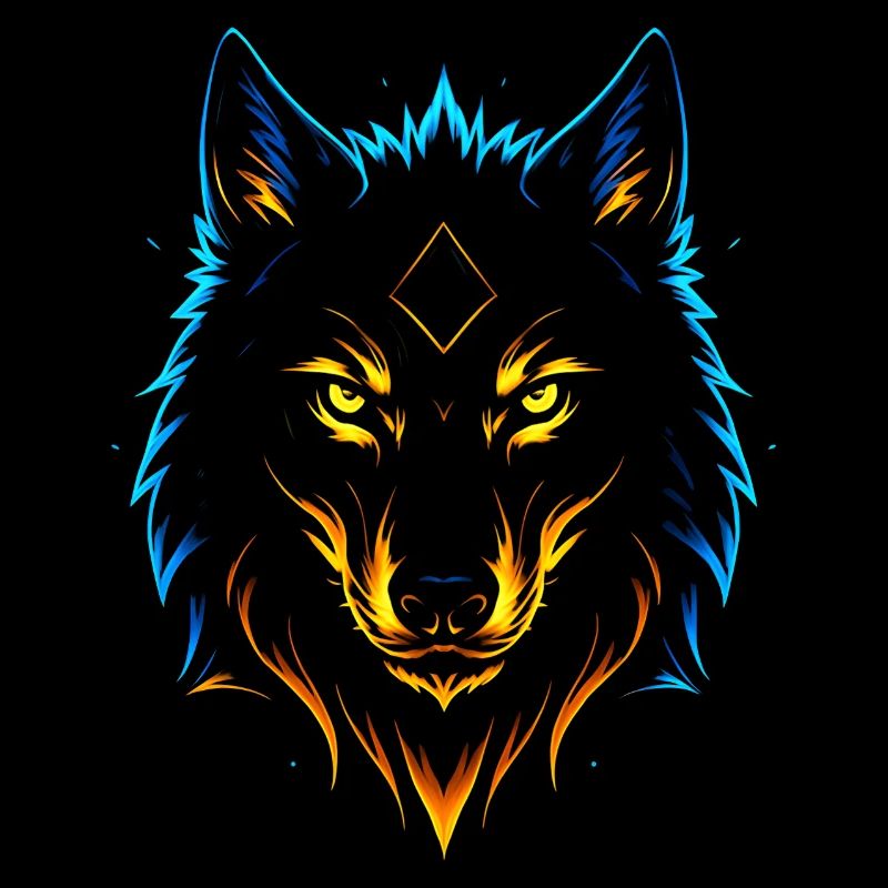 Neon Flame Wolf with Mystic Diamond