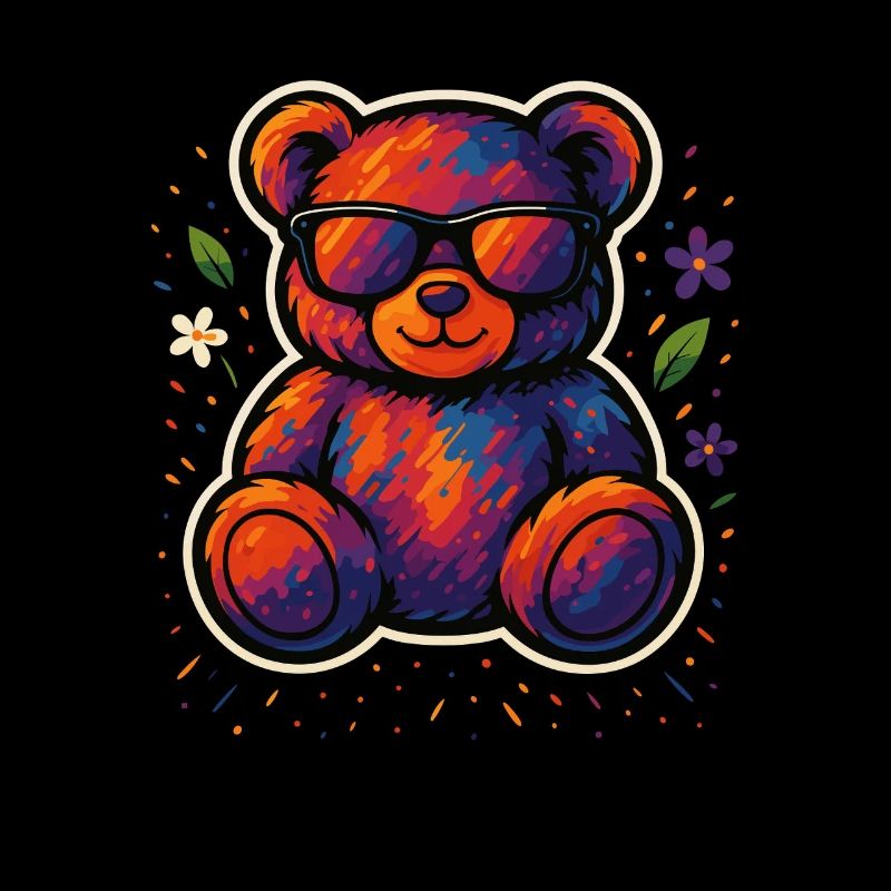 Cooler Bunter Bär mit Sonnenbrille