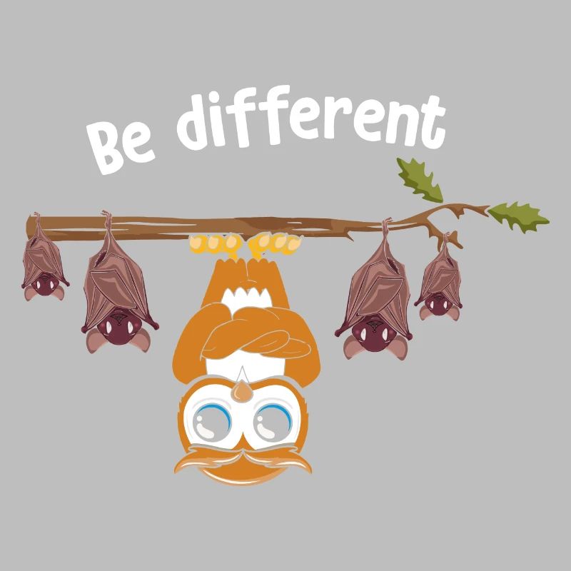 Be Different Sei Anders Eule mit Fledermäusen