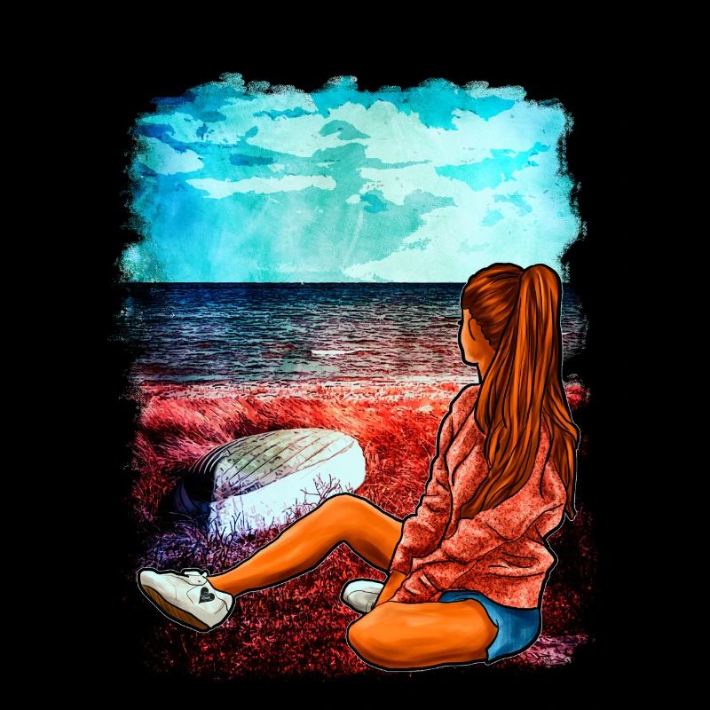 Strand Meer Mädchen Illustration | Yolo- Artwork