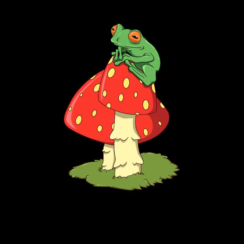Cottagecore Aestethic - Frog on fly agaric