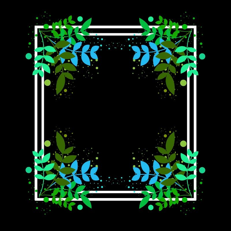 Frame with color stains leaf decoration