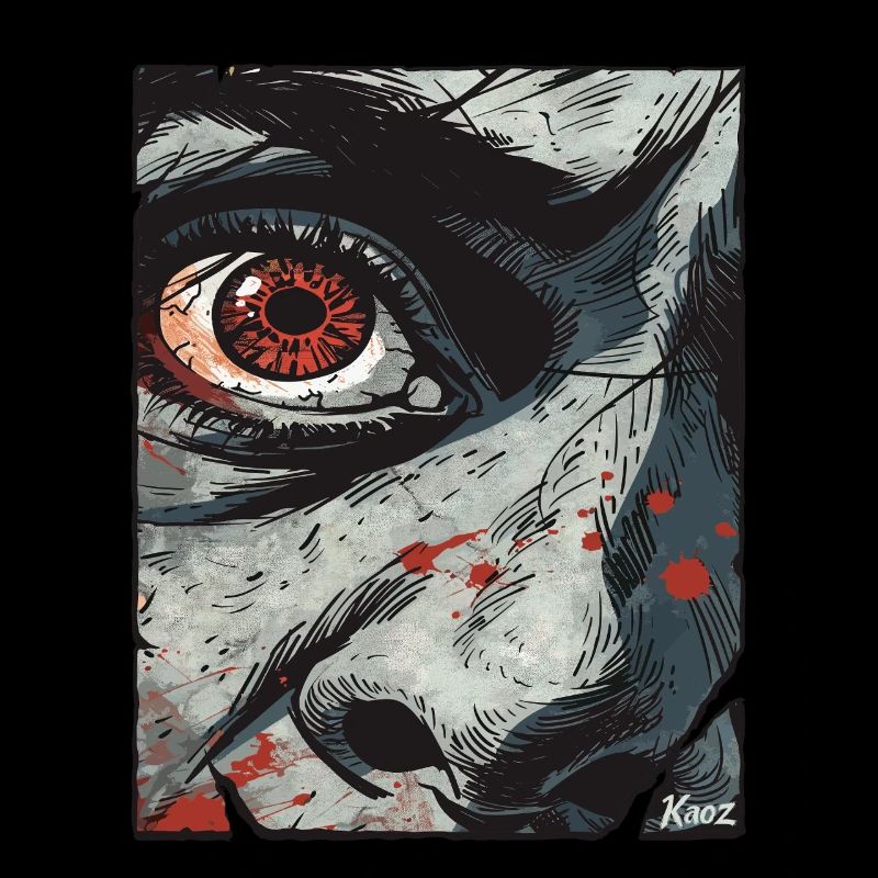 Œil intense dans le style bande dessinée