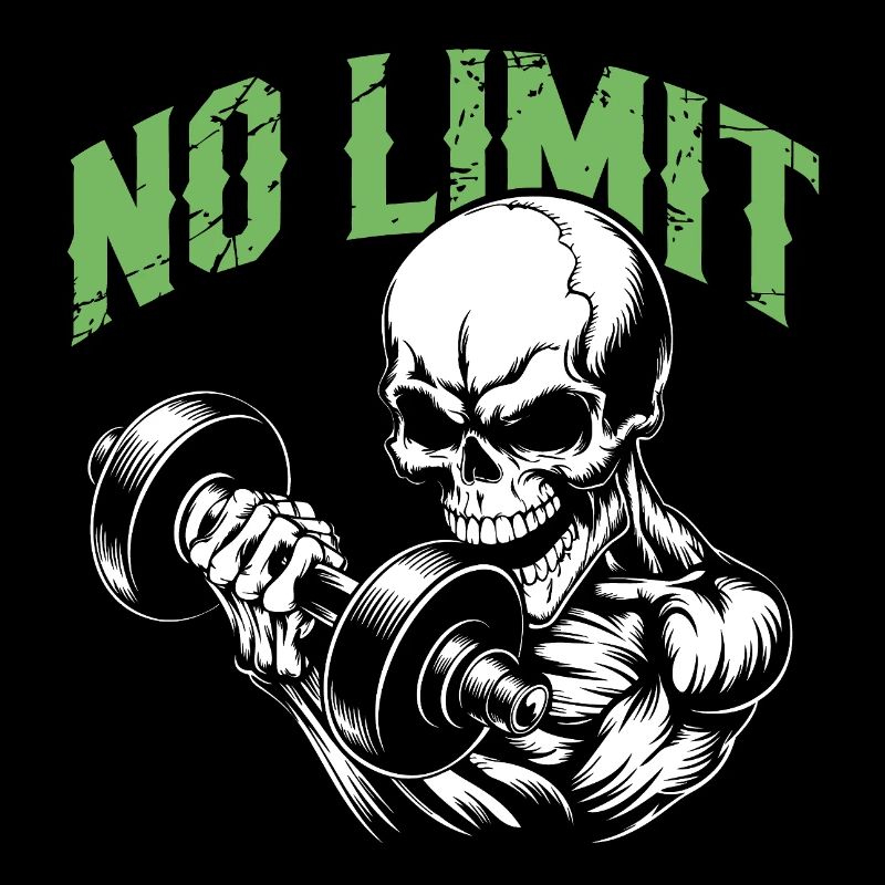 Crâne de musculation No Limit Workout avec haltère