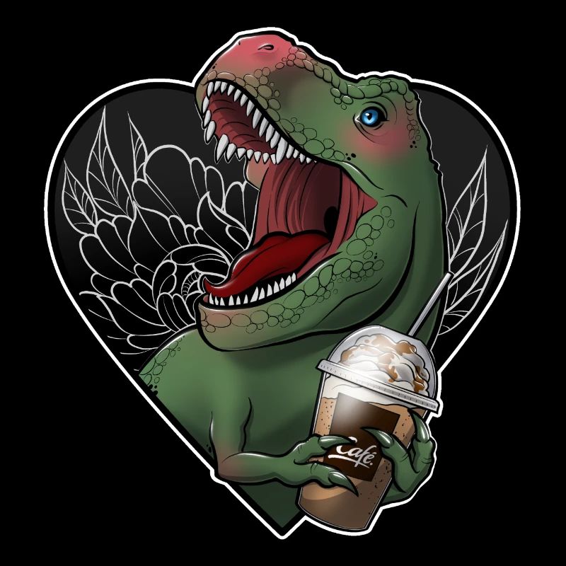 T-rex and caramel frappe print