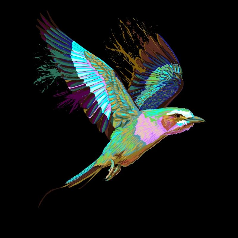 Flying Splash Bird Lilac Breasted Roller