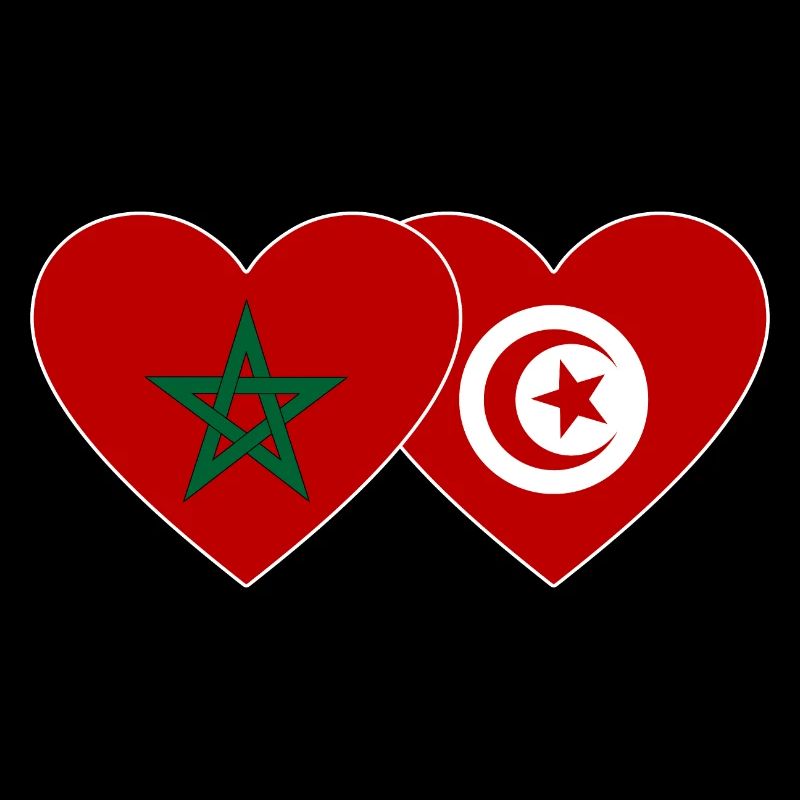 Morocco Tunisia Flag Heart