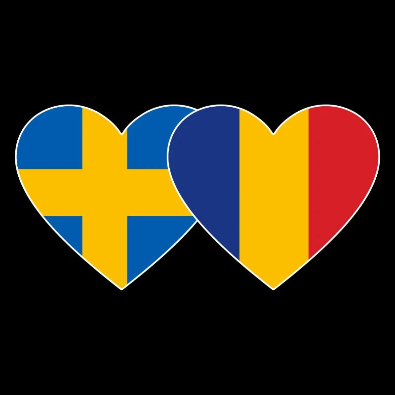Suède Roumanie Flag Heart