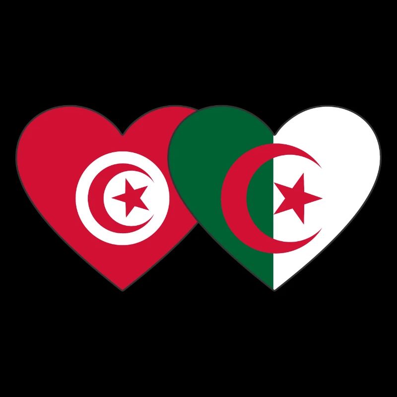 Tunisie Algérie Drapeau Coeur