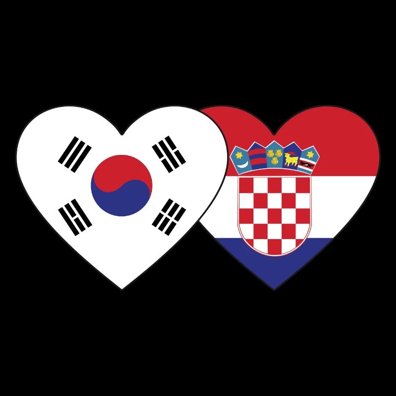 Corée du Sud Croatie Drapeau Coeur