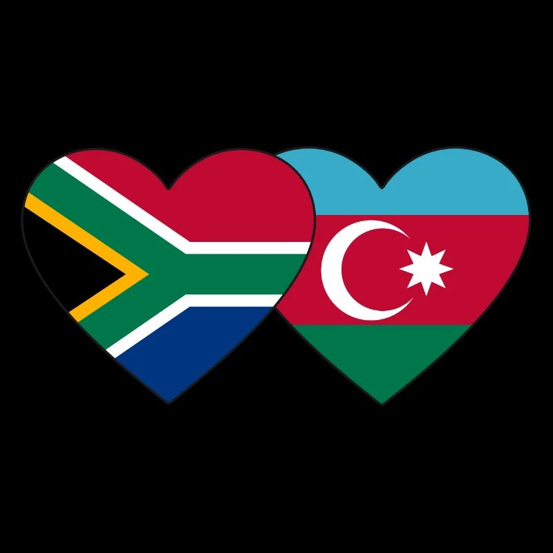 Südafrika Aserbaidschan Flagge Herz