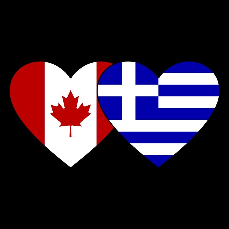 Canada Greece Flag Heart