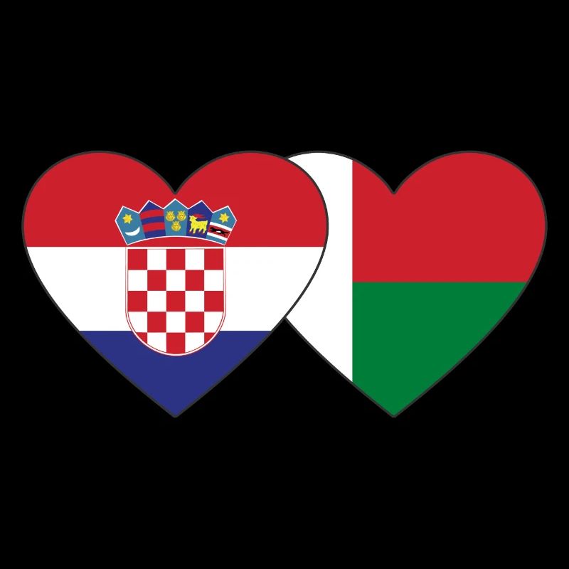 Kroatien Madagaskar Flagge Herz