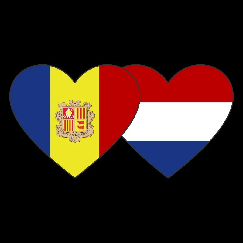 Cœur de drapeau d’Andorre-Hollande