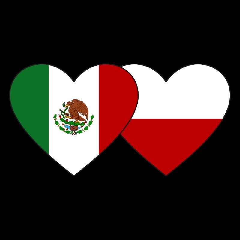 Mexiko Polen Flagge Herz