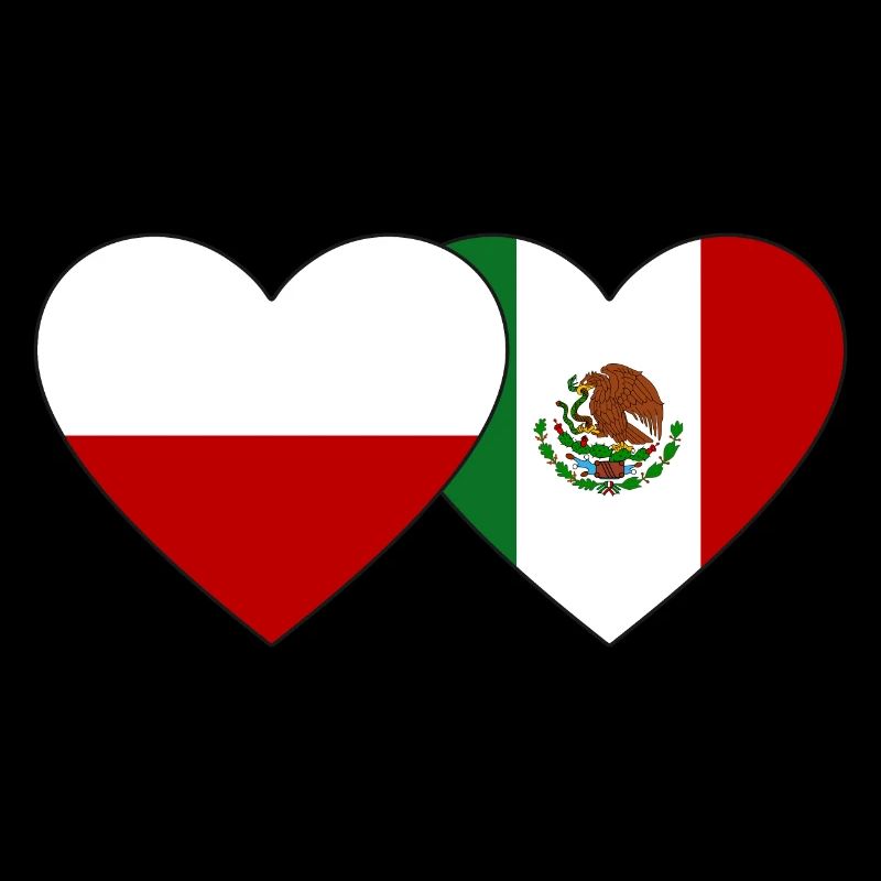 Polen Mexiko Flagge Herz
