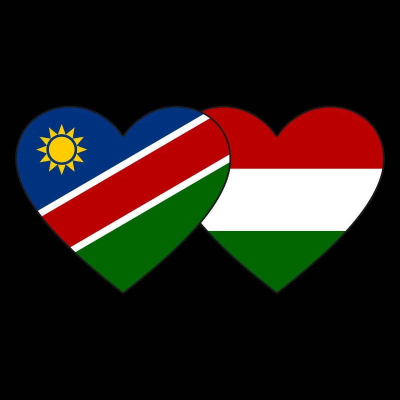 Namibia Ungarn Flagge Herz