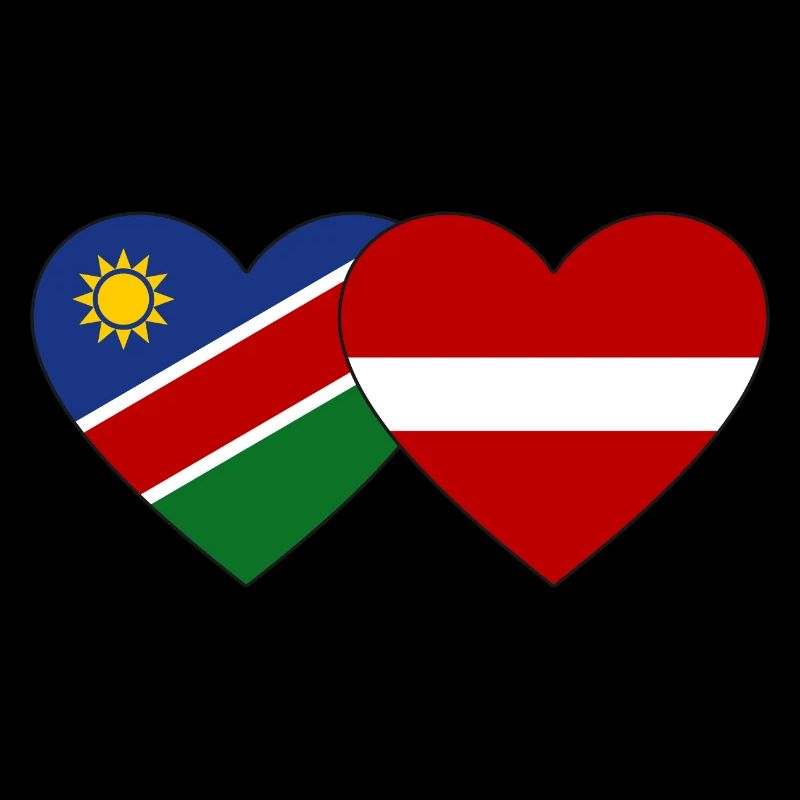 Namibia Lettland Flagge Herz