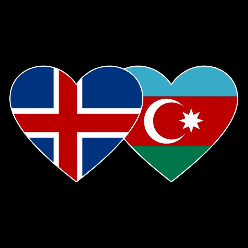 Island Aserbaidschan Flagge Herz
