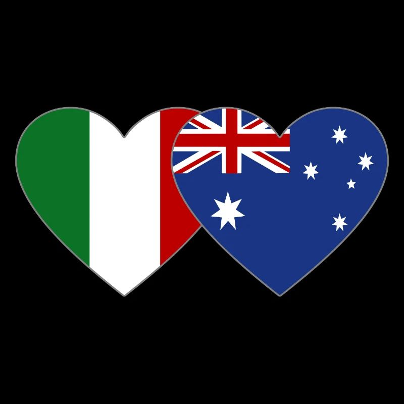 Italie Australie Drapeau Coeur