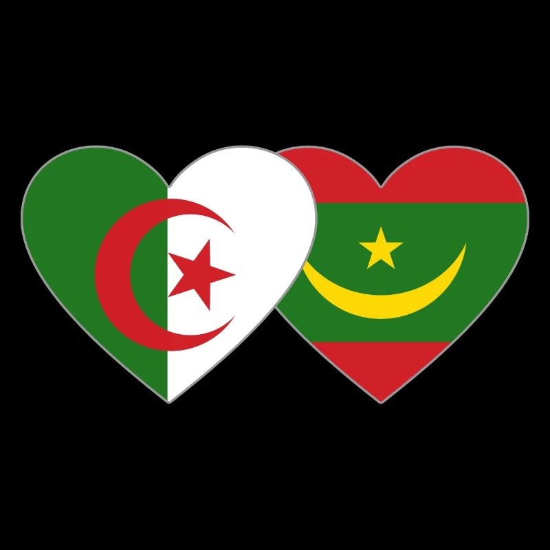Algerien Mauretanien Flagge Herz