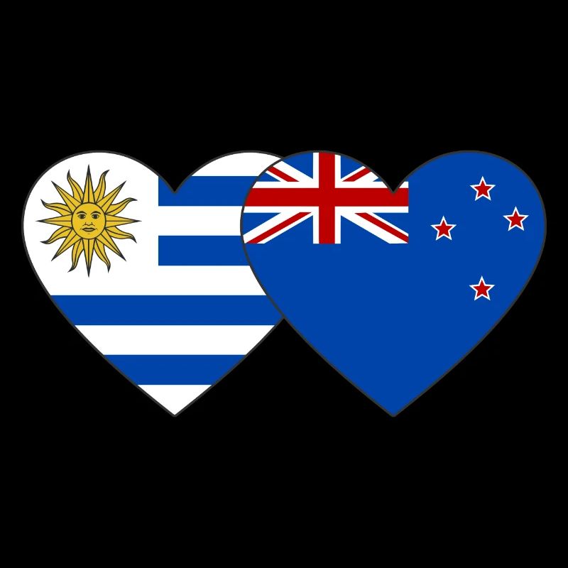 Uruguay Neuseeland Flagge Herz